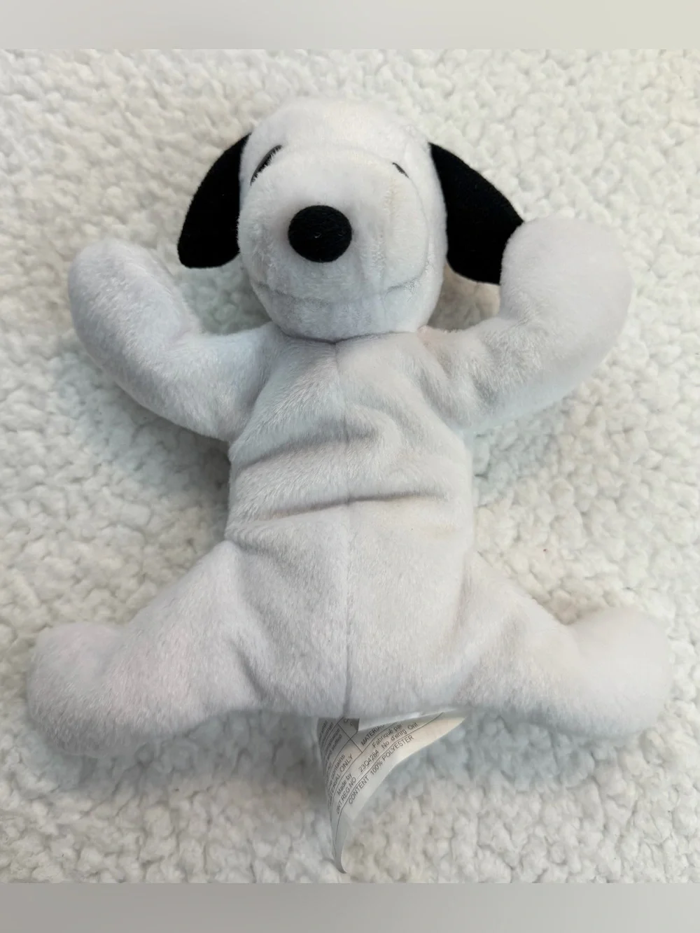 PEANUTS • White/Black Snoopy Beanie Plush Toy, OS